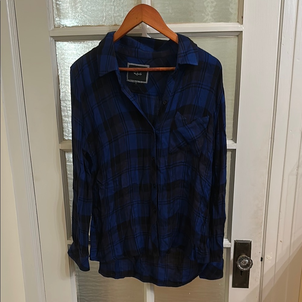 Rails Women's Blue and Black Plaid Button Down Shirt